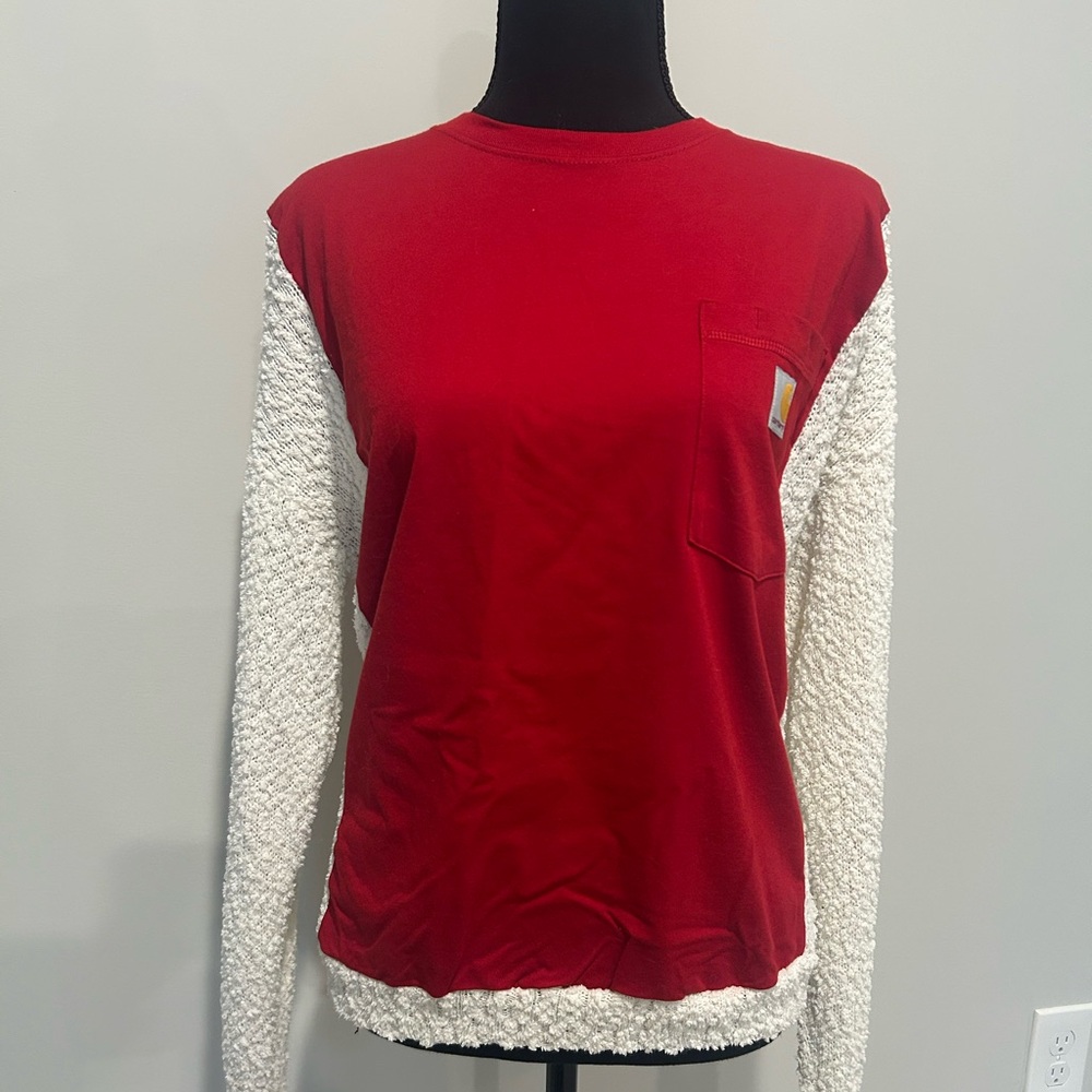 Red and White Women's Top